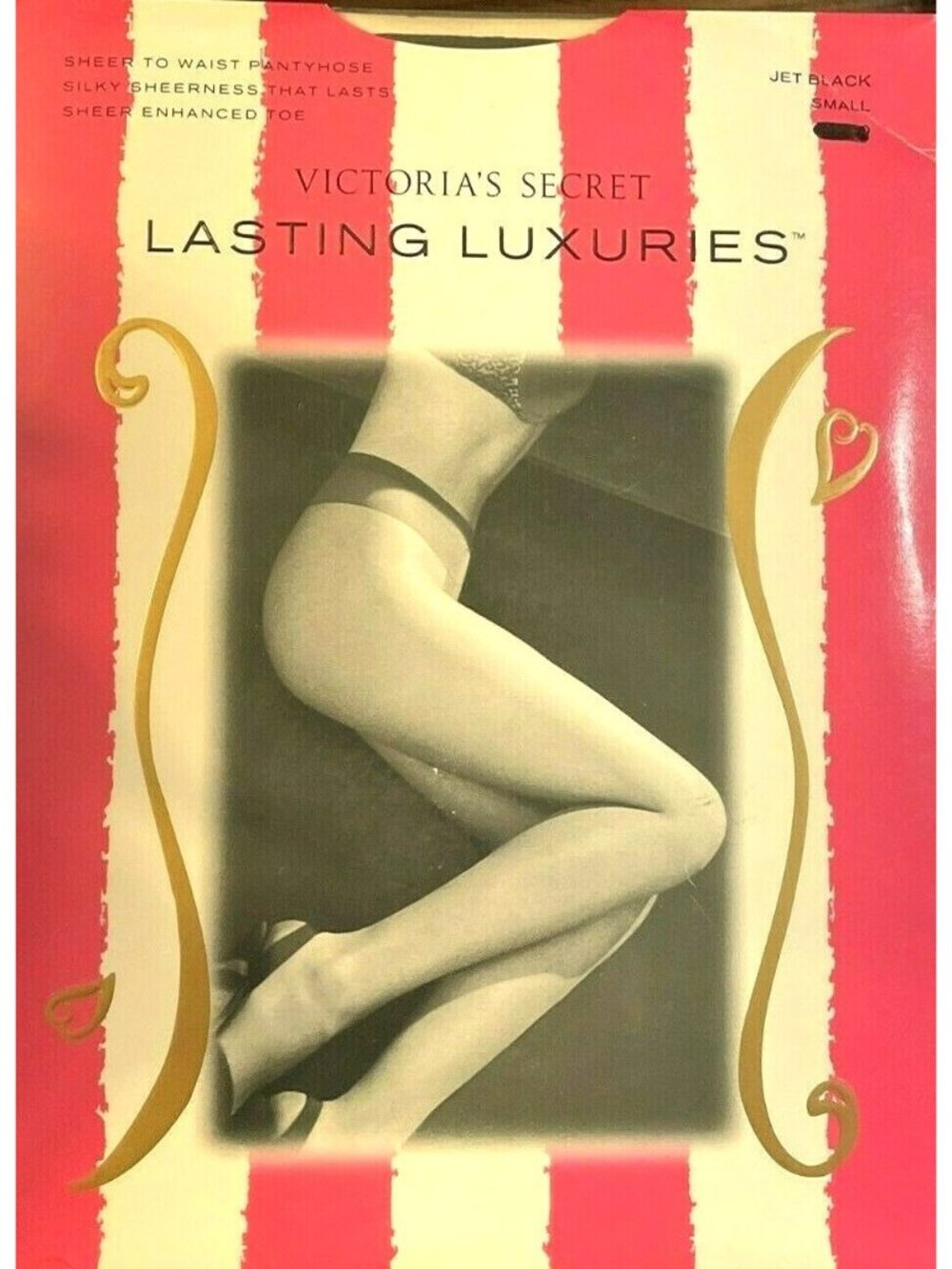VTG Victoria's Secret Lasting Luxuries Sheer to Waist Pantyhose Jet Black Small - Picture 4 of 4